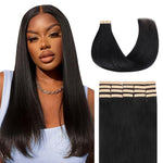 Lashey Tape in Hair Extensions Human Hair Body Wave Natural Black 18 Inch 50g/pack Invisible Soft Tape Ins for Women