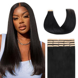 Lashey Tape in Hair Extensions Human Hair Body Wave Natural Black 18 Inch 50g/pack Invisible Soft Tape Ins for Women