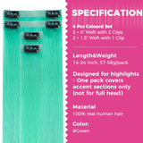 Final Sale | 4pcs Seamless Clip in Green Silky Straight Hair Extensions-US Only
