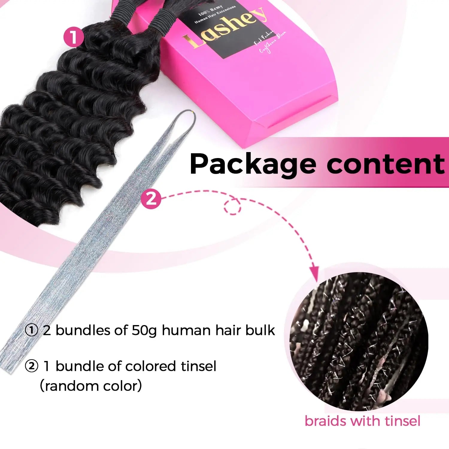 Double Drawn Human Braiding Hair Bulk for Boho Braids Knotless Box Braid