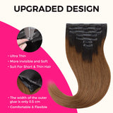 Add on Items | 24" Seamless Clip in Ombre Highlights Yaki Straight Hair Extensions (110g)