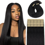 Lashey Tape in Hair Extensions Human Hair Body Wave Natural Black 18 Inch 50g/pack Invisible Soft Tape Ins for Women