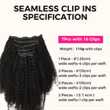 Add on Items | 24" Seamless Clip in Afro Kinky Curly 4C Hair Extensions (110g)