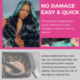 Final Sale | 4pcs Seamless Clip in Green Silky Straight Hair Extensions-US Only