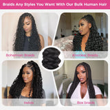 Lashey Human Braiding Hair Bulk Human Hair for Braiding Deep Wave 100% Virgin Hair Bulk 100g 2 Bundles/Pack No Weft Human Hair Extensions For Boho Braids Knotless Box Braid Natural Black 16 Inch