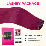 Final Sale | 14" Seamless Clip in #99j Burgundy Silky Straight Hair Extensions (110g)-US Only