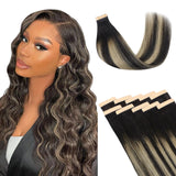 Lashey Tape in Hair Extensions Human Hair Body Wave Natural Black 18 Inch 50g/pack Invisible Soft Tape Ins for Women