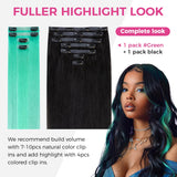 Final Sale | 4pcs Seamless Clip in Green Silky Straight Hair Extensions-US Only