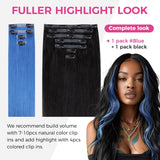Final Sale | 22" 4pcs Seamless Clip in Blue Silky Straight Hair Extensions-US Only