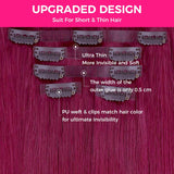 Final Sale | 14" Seamless Clip in #99j Burgundy Silky Straight Hair Extensions (110g)-US Only