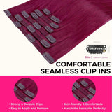 Final Sale | 14" Seamless Clip in #99j Burgundy Silky Straight Hair Extensions (110g)-US Only
