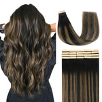 Lashey Tape in Hair Extensions Human Hair Body Wave Natural Black 18 Inch 50g/pack Invisible Soft Tape Ins for Women