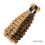 Lashey Human Hair Bulk Deep Wave #4/27 for Boho Braiding