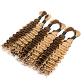 Lashey Human Hair Bulk Deep Wave #4/27 for Boho Braiding