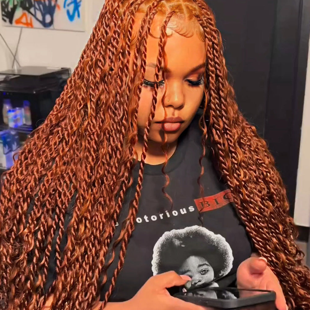 Lashey Human Hair Bulk Deep Wave Ginger for Boho Braiding