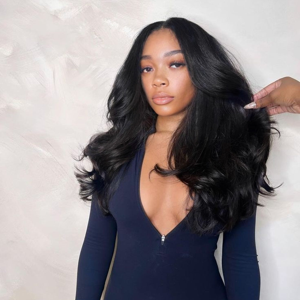 Lashey Upgraded Invisi Edge Seamless Clip in Hair Extensions Body Wave Human Hair