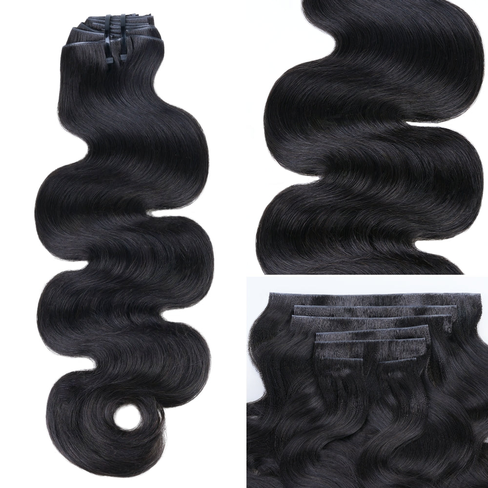 Lashey Upgraded Invisi Edge Seamless Clip in Hair Extensions Body Wave Human Hair