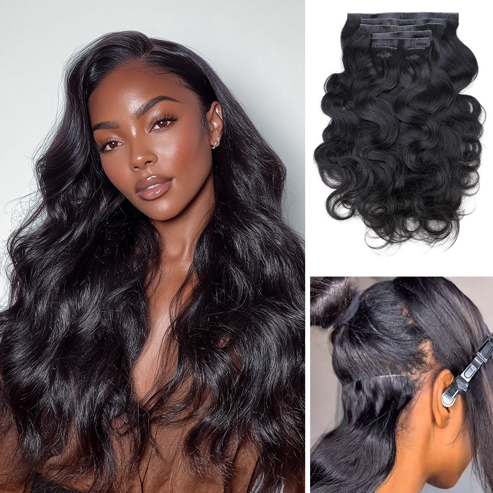 $199 BOGO | Lashey Body Wave Invisi Edge Seamless Clip in Hair Extensions