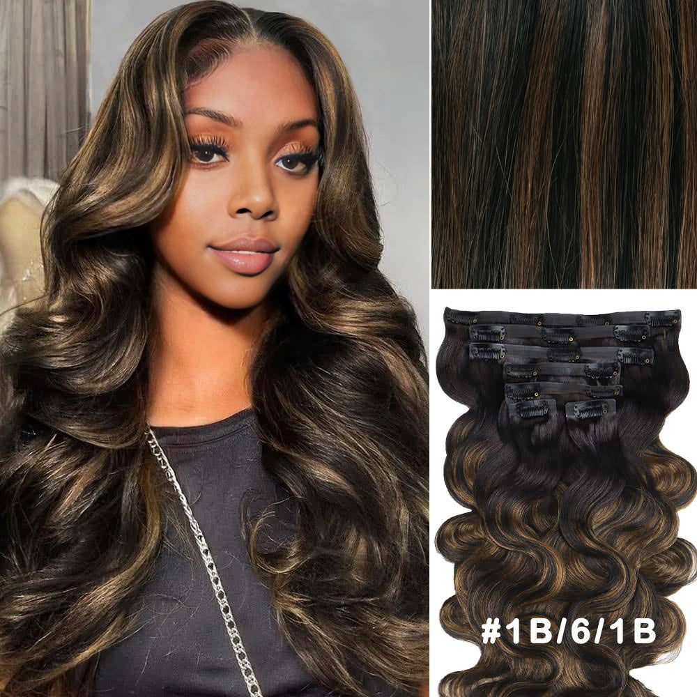 Lashey Invisi Edge Seamless Clip in Hair Extensions Body Wave Colored Real Human Hair