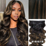 Lashey Invisi Edge Seamless Clip in Hair Extensions Body Wave Colored Real Human Hair