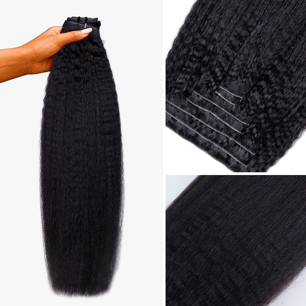 Lashey Invisi Edge Seamless Clip in Hair Extensions Kinky Straight Real Human Hair