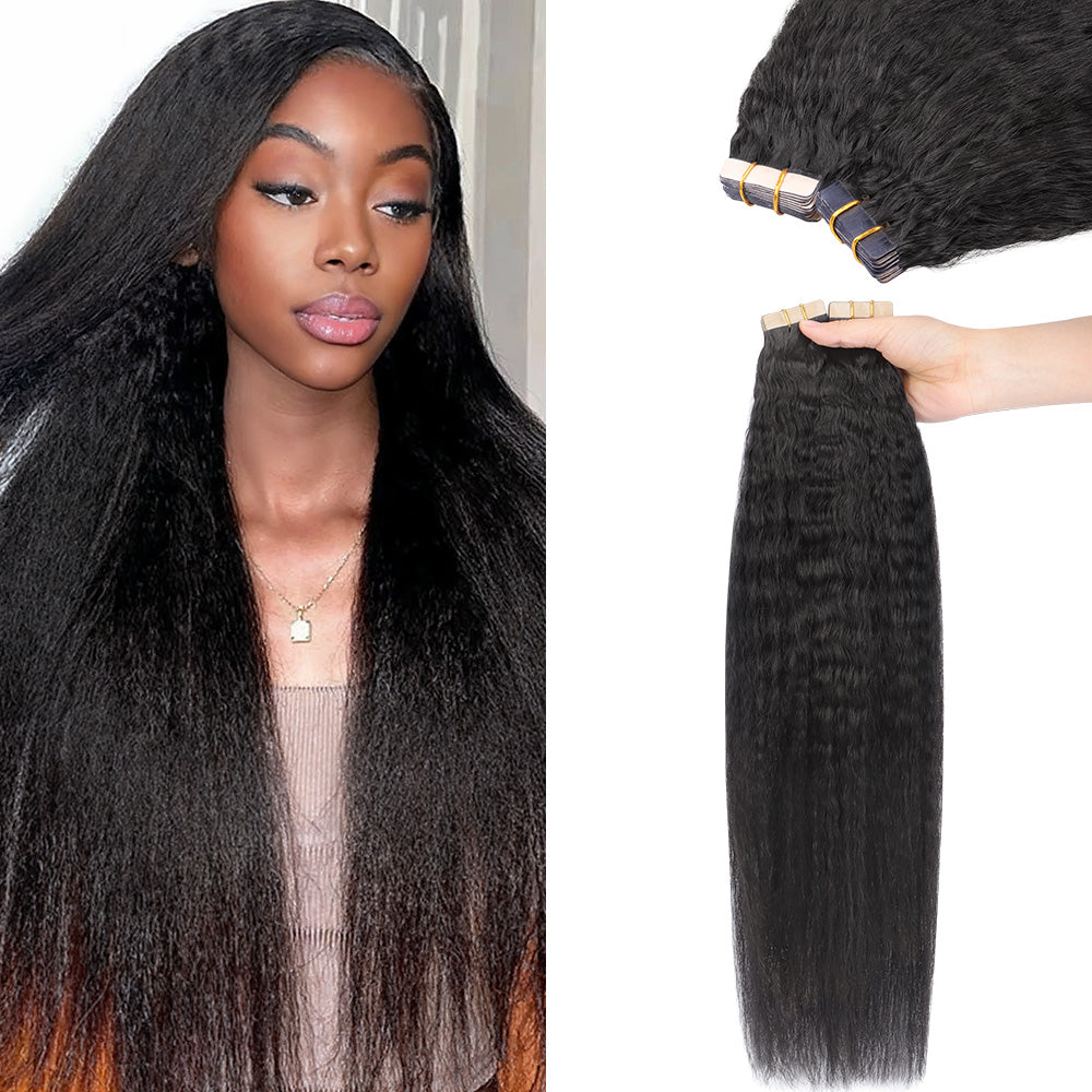 Lashey Seamless Tape in Hair Extensions Kinky Straight Virgin Human Hair