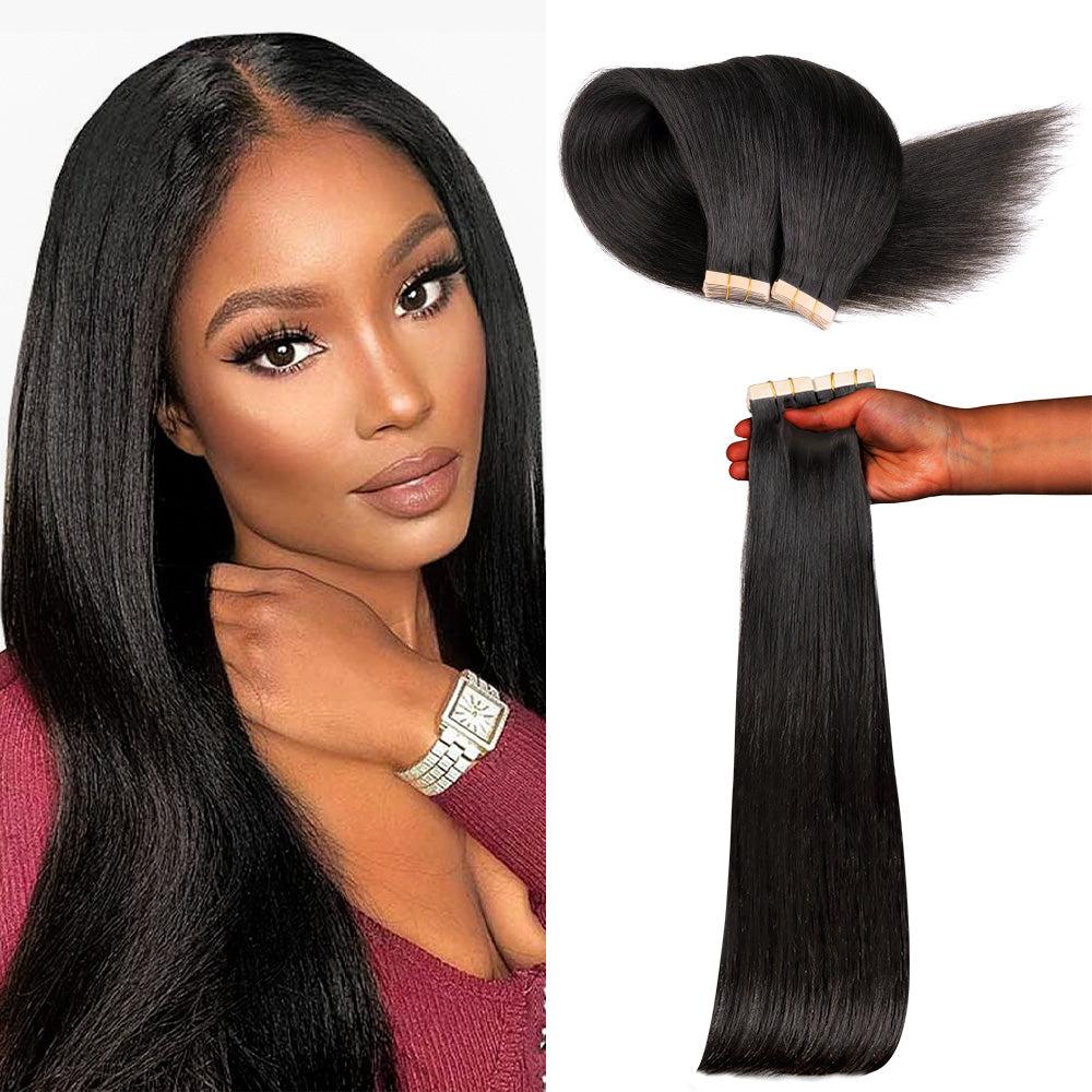 Lashey Seamless Tape in Hair Extensions Yaki Straight Virgin Human Hair