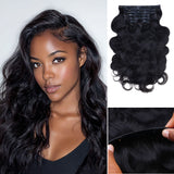 Lashey Super Natural Seamless Clip in Hair Extensions Body Wave Real Human Hair