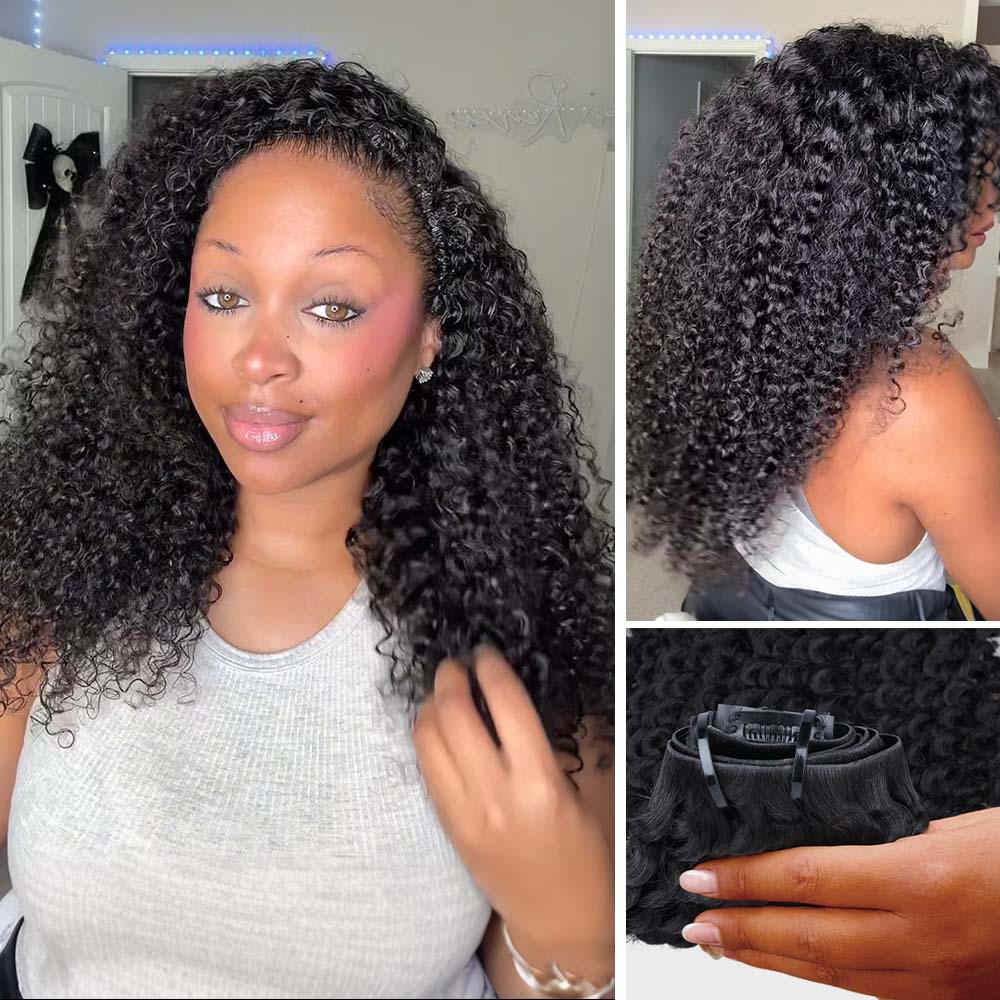 $149 BOGO | Lashey Kinky Curly Invisi Edge Seamless Clip in Hair Extensions