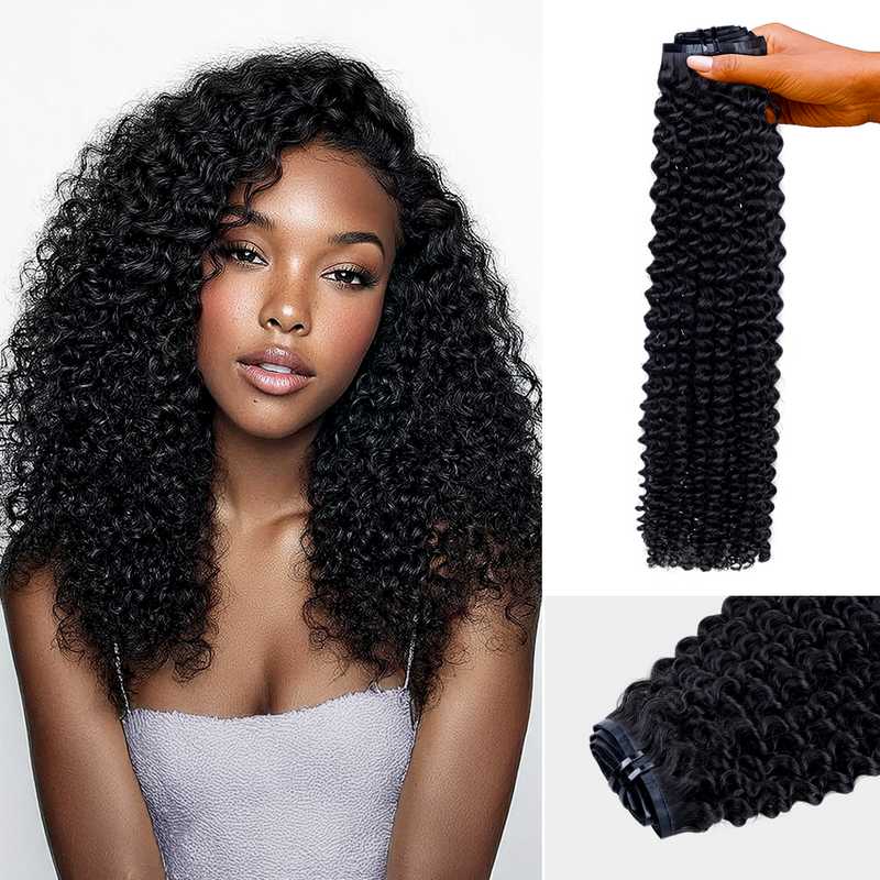 Lashey Super Natural Seamless Clip in Hair Extensions Kinky Curly Real Human Hair