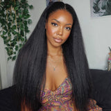 Lashey Super Natural Invisi Edge Seamless Clip in Hair Extensions Kinky Straight Real Human Hair