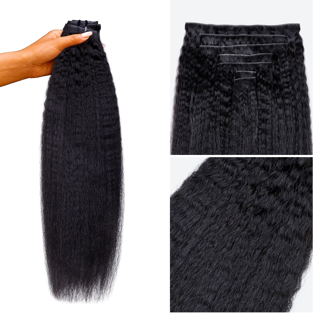 $199 BOGO | Lashey Kinky Straight Invisi Edge Seamless Clip in Hair Extensions