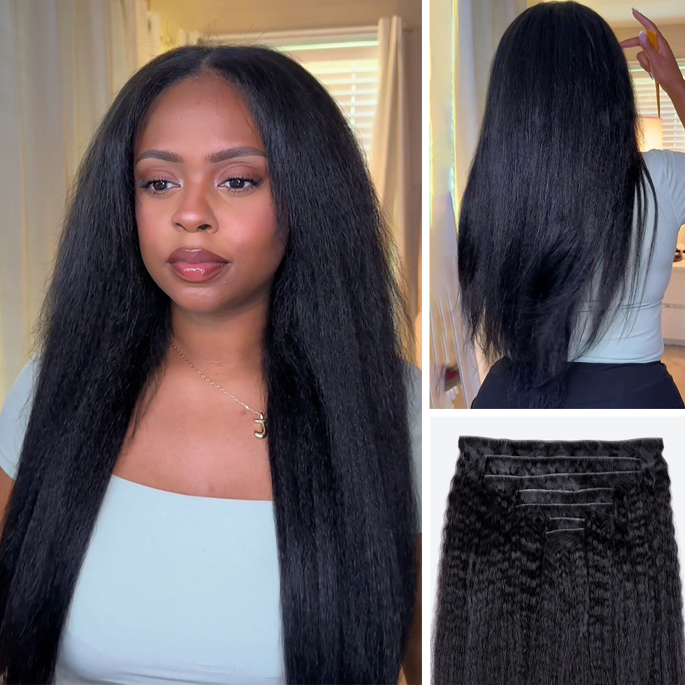 $149 BOGO | Lashey Kinky Straight Invisi Edge Seamless Clip in Hair Extensions