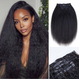 Lashey Super Natural Seamless Clip in Hair Extensions Kinky Straight Real Human Hair