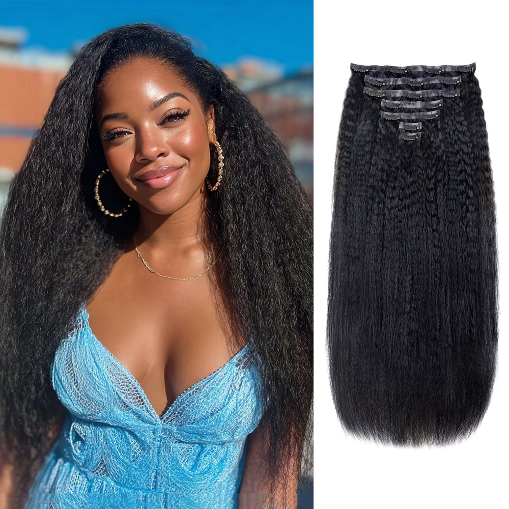 $149 BOGO | Lashey Kinky Straight Seamless Clip in Hair Extensions