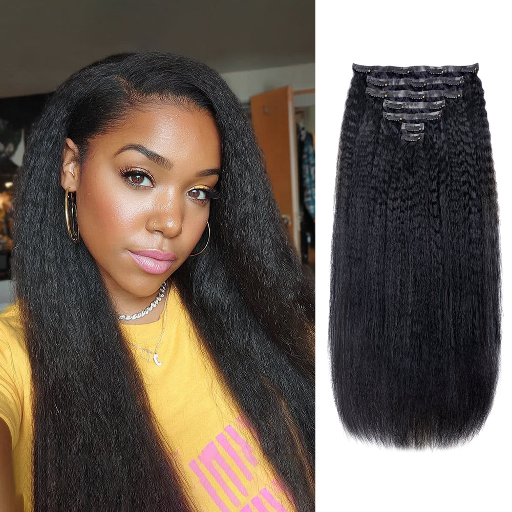 $199 BOGO | Lashey Kinky Straight Seamless Clip in Hair Extensions