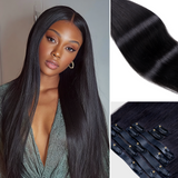 Lashey Super Natural Seamless Clip in Hair Extensions Silky Straight Real Human Hair
