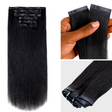 Lashey Super Natural Seamless Clip in Hair Extensions Silky Straight Real Human Hair