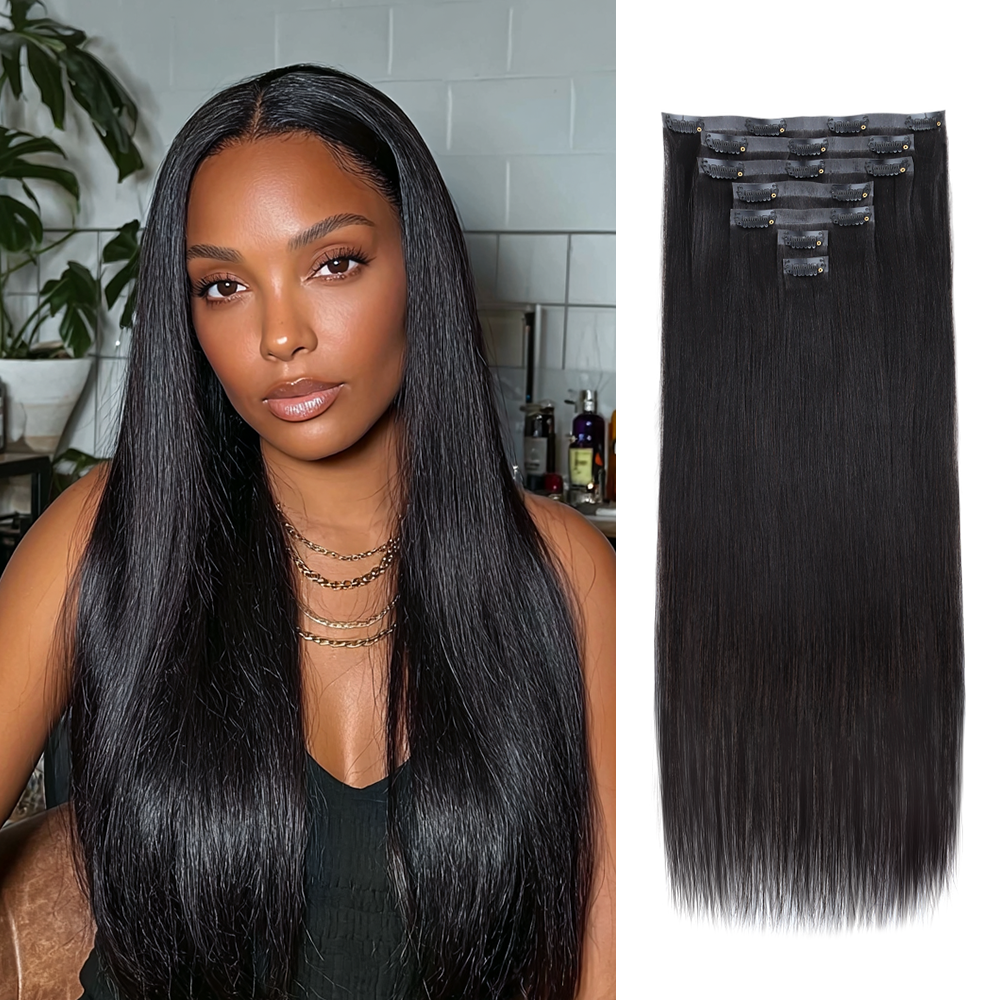 $99 BOGO | Lashey Yaki Straight Invisi Edge Seamless Clip in Hair Extensions