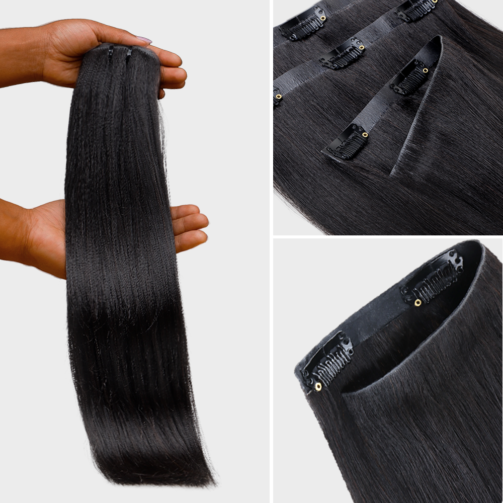 $149 BOGO | Lashey Yaki Straight Invisi Edge Seamless Clip in Hair Extensions