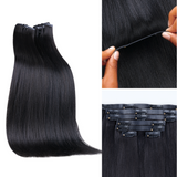 Lashey Super Natural Seamless Clip in Hair Extensions Yaki Straight Real Human Hair