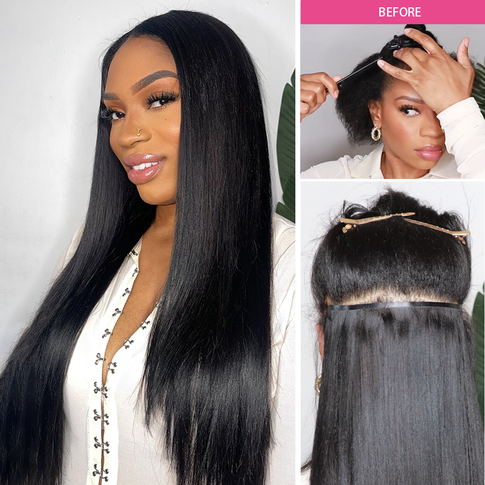 $149 BOGO | Lashey Yaki Straight Seamless Clip in Hair Extensions