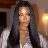 Lashey Super Natural Seamless Clip in Hair Extensions Yaki Straight Real Human Hair