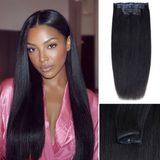 Lashey Super Natural Seamless Clip in Hair Extensions Yaki Straight Real Human Hair