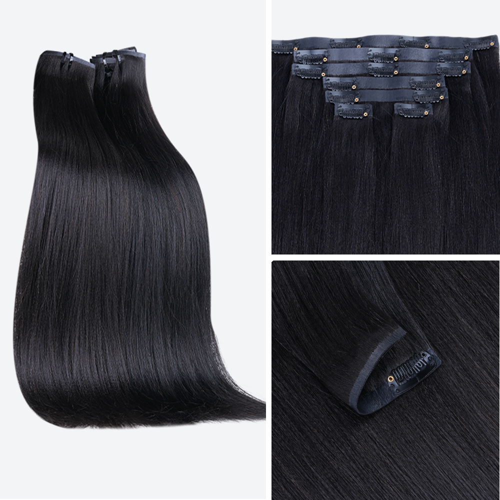 $199 BOGO | Lashey Yaki Straight Seamless Clip in Hair Extensions