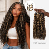 Lashey Upgraded Crochet Human Hair No Knot Miracle Knots Highlights 4/27 Water Wave