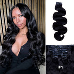 Lashey Seamless Clip in Hair Extensions Super Flat Body Wave Colored Real Human Hair
