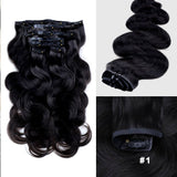 Lashey Seamless Clip in Hair Extensions Super Flat Body Wave Colored Real Human Hair