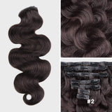 Lashey Seamless Clip in Hair Extensions Super Flat Body Wave Colored Real Human Hair