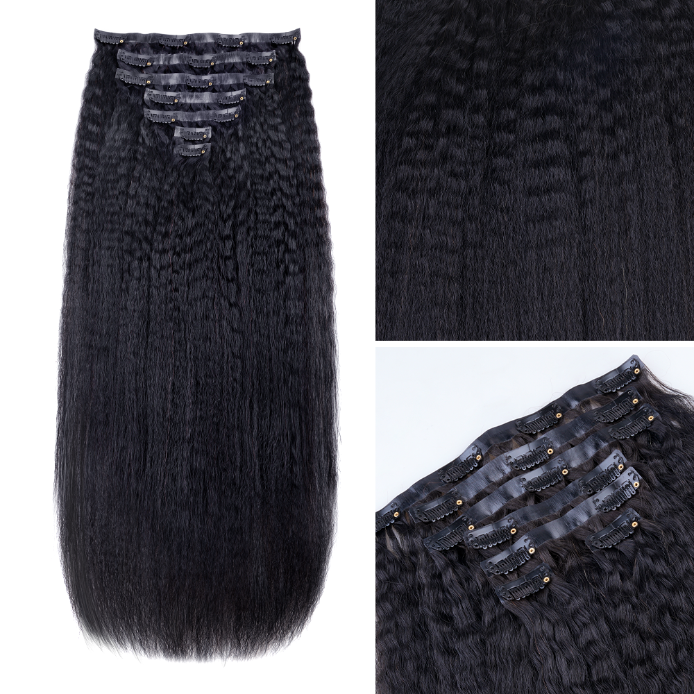 Lashey Seamless Clip in Hair Extensions Super Flat Kinky Straight Real Human Hair